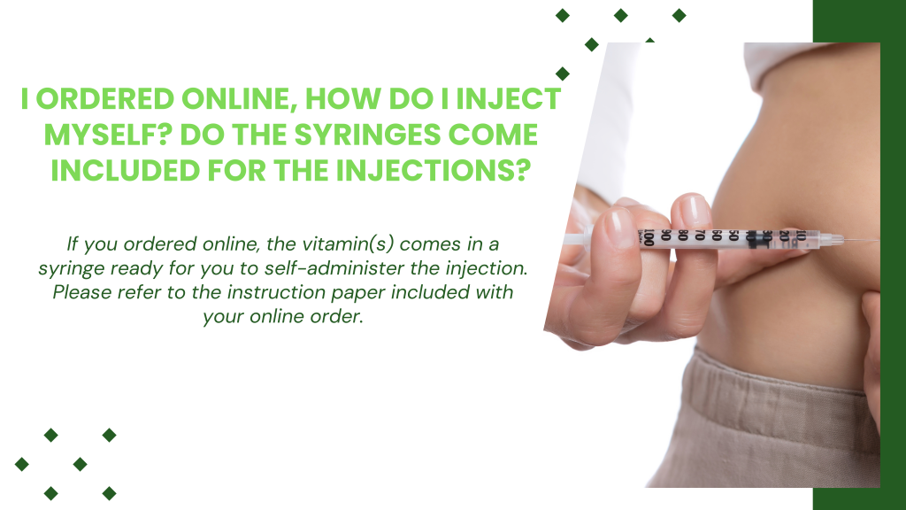 Close-up of a person self-injecting a vitamin shot into their abdomen using a prefilled syringe.